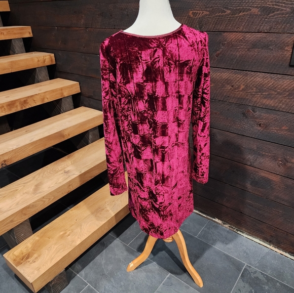 Crushed Velvet Dress Dark Red Large - Picture 4 of 10